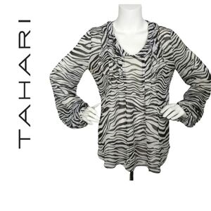 Tahari Zebra Print Long sleeves Blouse